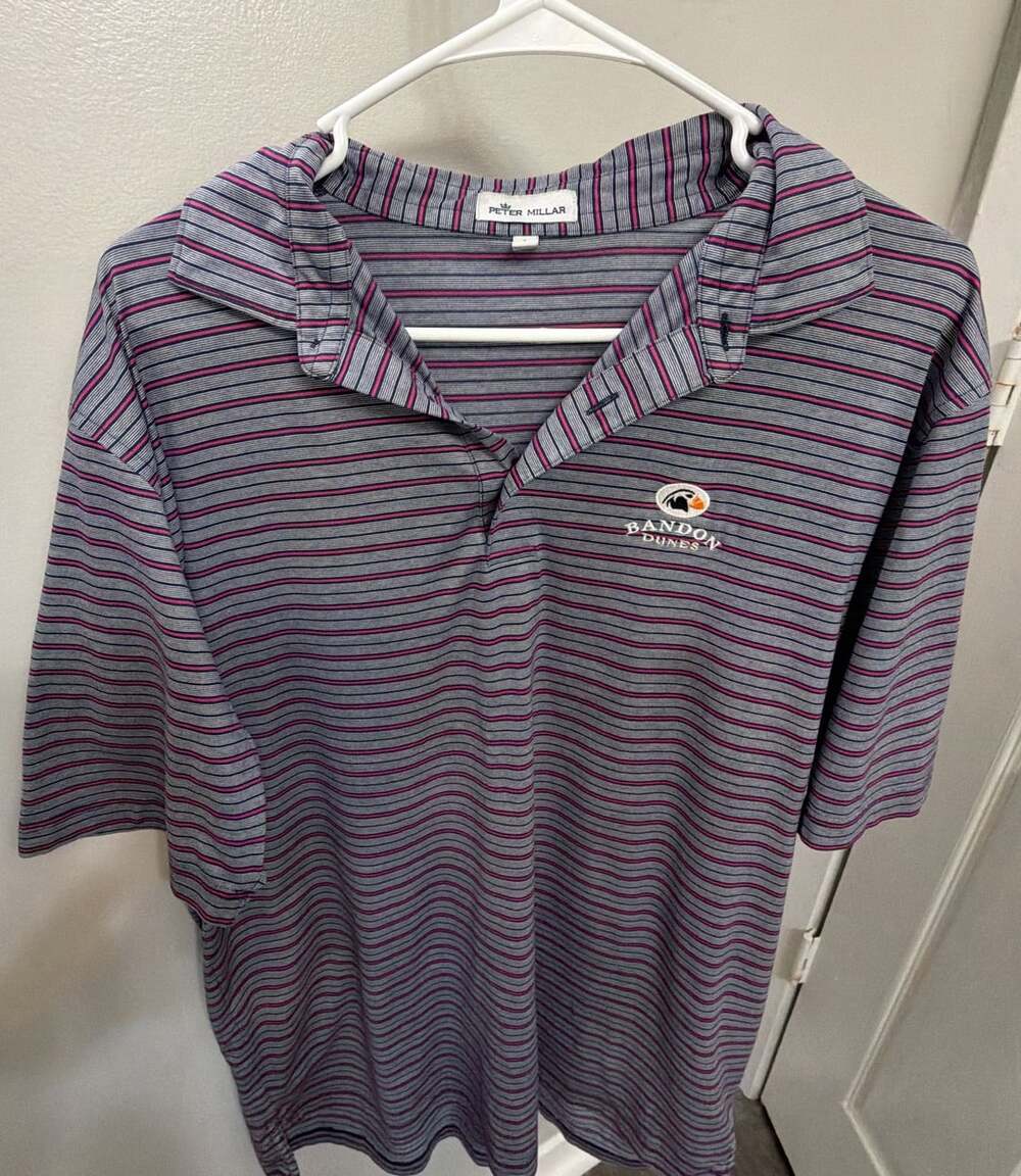 Peter Millar Bandon Dunes Golf Resort Striped Polo Shirt Men's Large